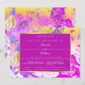 PINK & YELLOW VINTAGE FLÜSSE EINLADUNG (Vorne/Hinten)