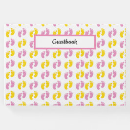 PINK YELLOW WHITE BABY MIRL FEET GÄSTEBUCH