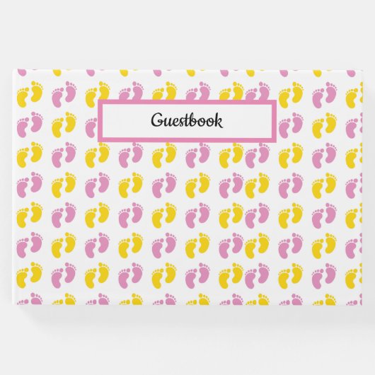 PINK YELLOW WHITE BABY MIRL FEET GÄSTEBUCH (Vorderseite)