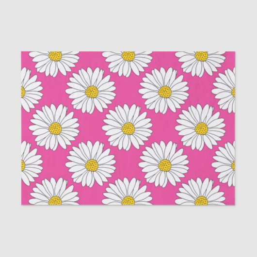 Pink Yellow White Daisy Muster Seidenpapier (Vorderseite)