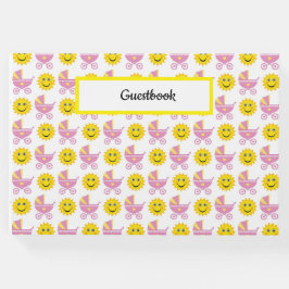 PINK YELLOW WHITE NIEDLICH BABY GIRL ITEMS GÄSTEBUCH