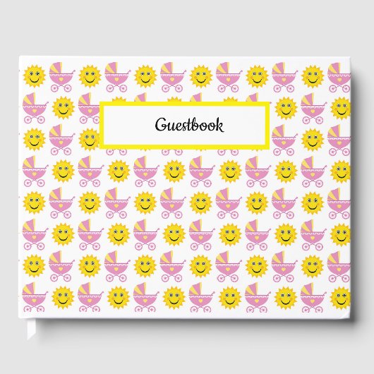 PINK YELLOW WHITE NIEDLICH BABY GIRL ITEMS GÄSTEBUCH (Vorderseite)