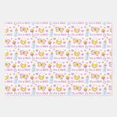PINK YELLOW WHITE NIEDLICH BABY GIRL ITEMS GESCHENKPAPIER SET (Vorderseite)