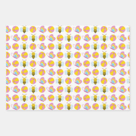 PINK YELLOW WHITE NIEDLICH BABY GIRL ITEMS GESCHENKPAPIER SET