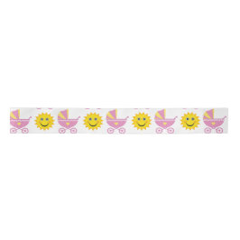 PINK YELLOW WHITE SUNS & BABY CARRIAGES SATINBAND