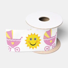 PINK YELLOW WHITE SUNS & BABY CARRIAGES SATINBAND