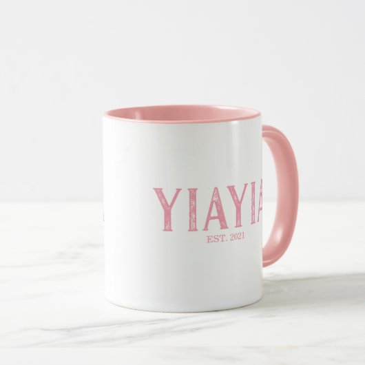 Pink YiaYia Jahr etabliert Tasse (VorderseiteRechts)