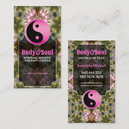 Pink Yin Yang Forest Princess Business Cards Visitenkarte (Vorne/Hinten)