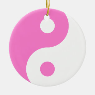 Pink Yin Yang Symbol Keramikornament