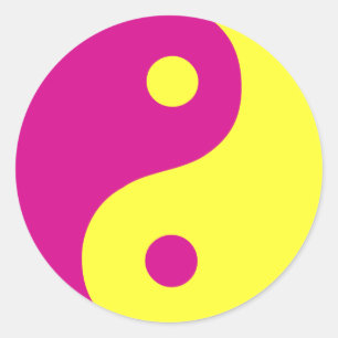 Pink Yin Yang Taoist Symbol Runder Aufkleber