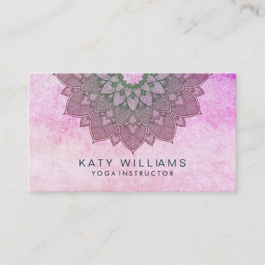 Pink Yoga Instructor Lotus Blume Wasserfarbe Visitenkarte (Vorderseite)