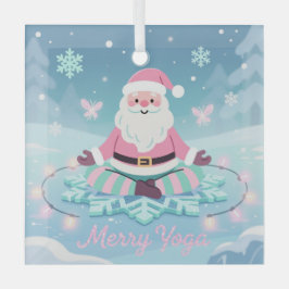 Pink Yoga Santa Meditation Christmas Ornament Aus Glas