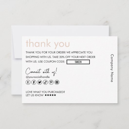 Pink Your Business Logo Vielen Dank für die Marken Dankeskarte (Rückseite)