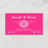 Pink Youtuber Video Editor Movie Makers Vlogger Visitenkarte (Rückseite)