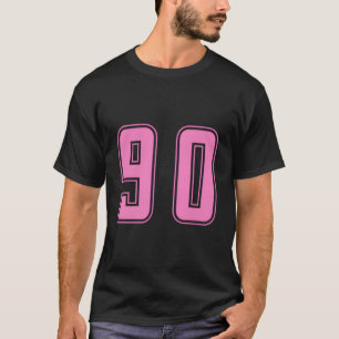 Pink Zahl 90 Team Junior Sports Numbered Uniform T-Shirt
