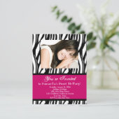 Pink Zebra 16 . Geburtstag Einladung (Stehend Vorderseite)
