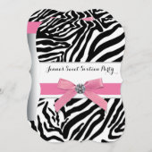 Pink Zebra 16 . Geburtstag Geburtstagsparty Einladung (Vorne/Hinten)