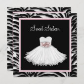 Pink Zebra 16 . Geburtstag Geburtstagsparty Einladung (Vorne/Hinten)