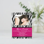 Pink Zebra 18. Geburtstagsparty Einladung (Stehend Vorderseite)