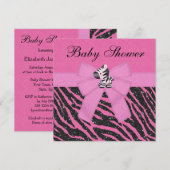 Pink Zebra & Animal Print Imitate Glitzer Baby Dus Einladung (Vorne/Hinten)