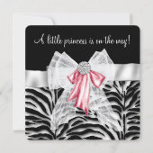Pink Zebra Baby Dusche Einladung (Vorderseite)