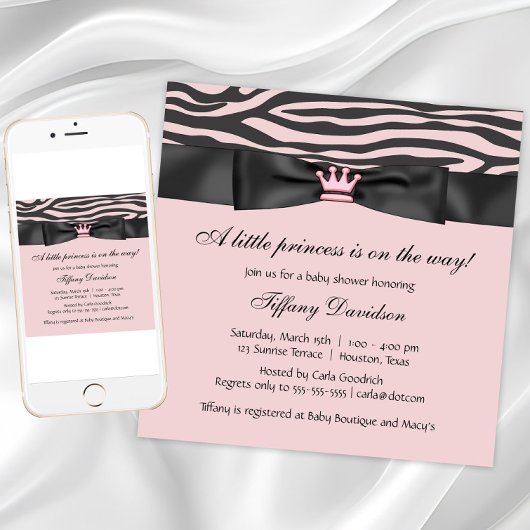 Pink Zebra Baby Dusche Einladung