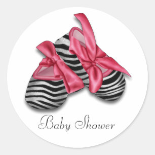 Pink Zebra Baby Shower Stickers