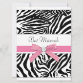 Pink Zebra Bat Mitzvah Einladung (Vorderseite)