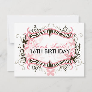 Pink Zebra Birthday Einladung