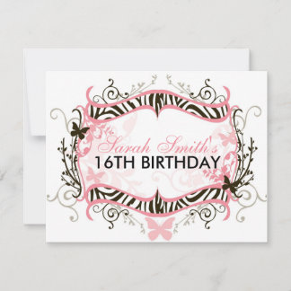 Pink Zebra Birthday Einladung