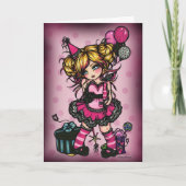 Pink Zebra Birthday Girl Faible Fantasy Art Karte (Vorderseite)