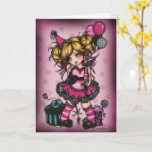 Pink Zebra Birthday Girl Faible Fantasy Art Karte (Gelbe Blume)