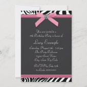 Pink Zebra Birthday Party Einladung (Rückseite)