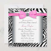 Pink Zebra Birthday Party Einladung (Rückseite)
