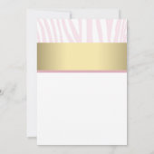 Pink Zebra Black Gold Zebra Brautparty Einladung (Rückseite)