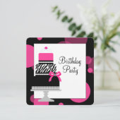 Pink Zebra Cake Cupcake Geburtstagsparty Einladung (Stehend Vorderseite)