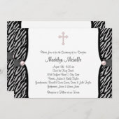 Pink Zebra Christening Einladung (Vorne/Hinten)