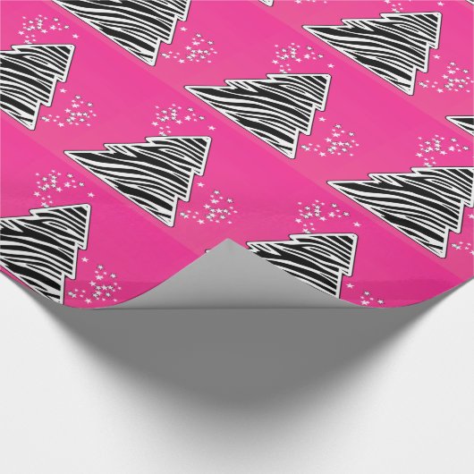 Pink Zebra Christmas Tree Geschenkpapier (Ecke)