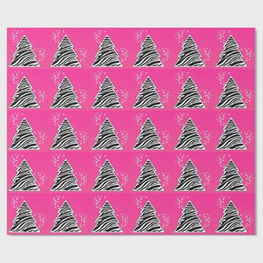 Pink Zebra Christmas Tree Geschenkpapier (Flach)