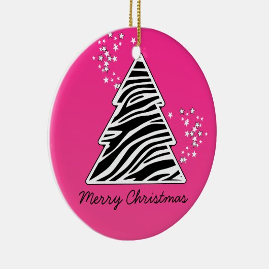Pink zebra Christmas Tree Keramik Ornament (Rechts)