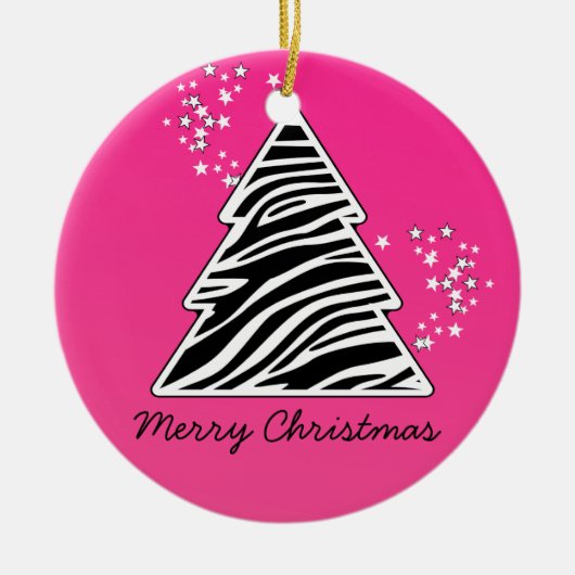 Pink zebra Christmas Tree Keramik Ornament (Vorne)