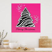 Pink zebra Christmas Tree Poster (Küche)