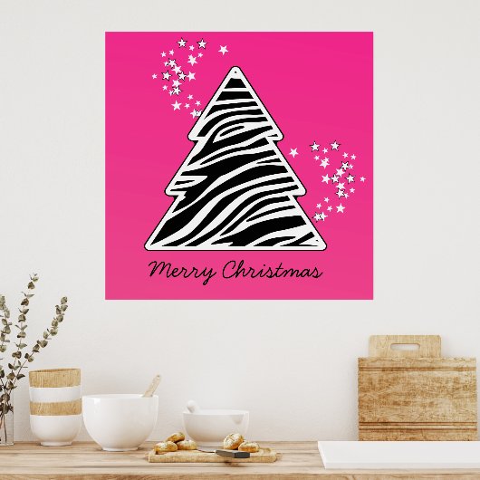 Pink zebra Christmas Tree Poster (Küche)