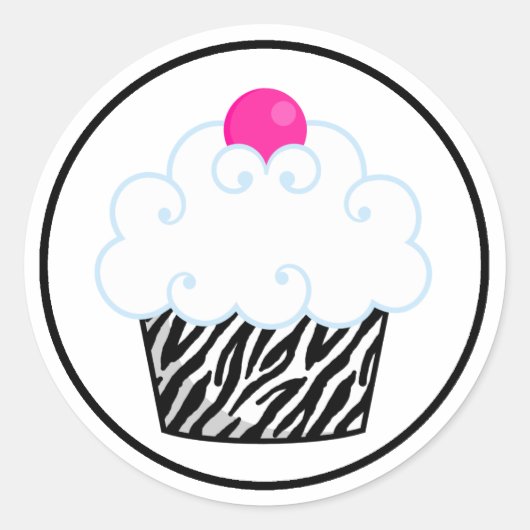 Pink Zebra Cupcake Stickers (Vorderseite)