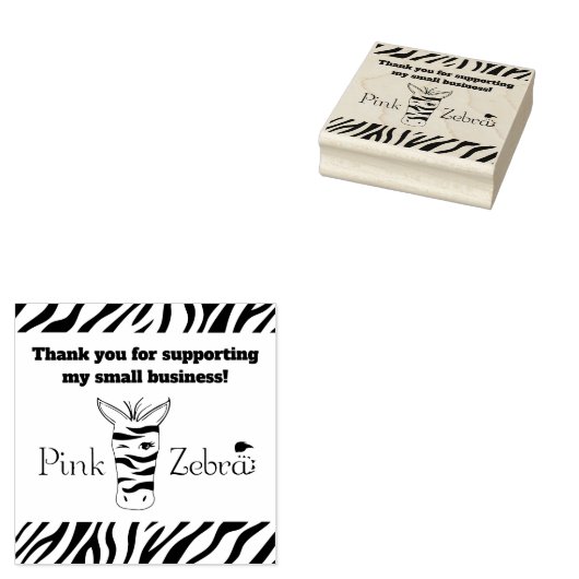 Pink Zebra Danke Briefmarke | Unternehmenslieferun Gummistempel (Stempel)