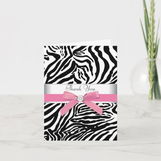 Pink Zebra Dankeschön Karten (Vorderseite)
