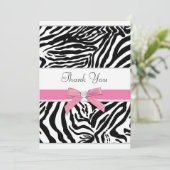 Pink Zebra Dankeskarte (Stehend Vorderseite)