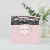 Pink Zebra Diva Baby Girl Dusche Einladung (Stehend Vorderseite)