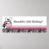 Pink Zebra Diva Custom Baby Duschbanner Poster (Vorne)