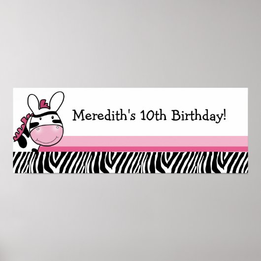 Pink Zebra Diva Custom Baby Duschbanner Poster (Vorne)